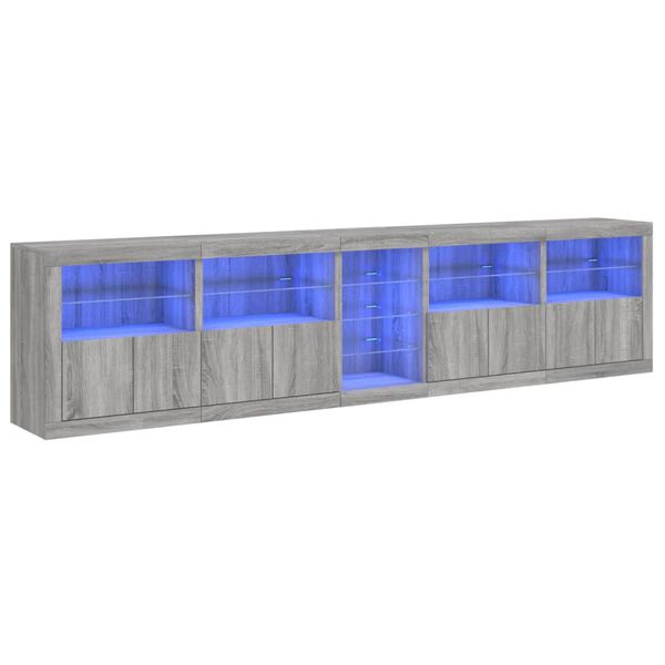 vidaXL Μπουφές με LED Γκρι Sonoma 283 x 37 x 67 εκ.