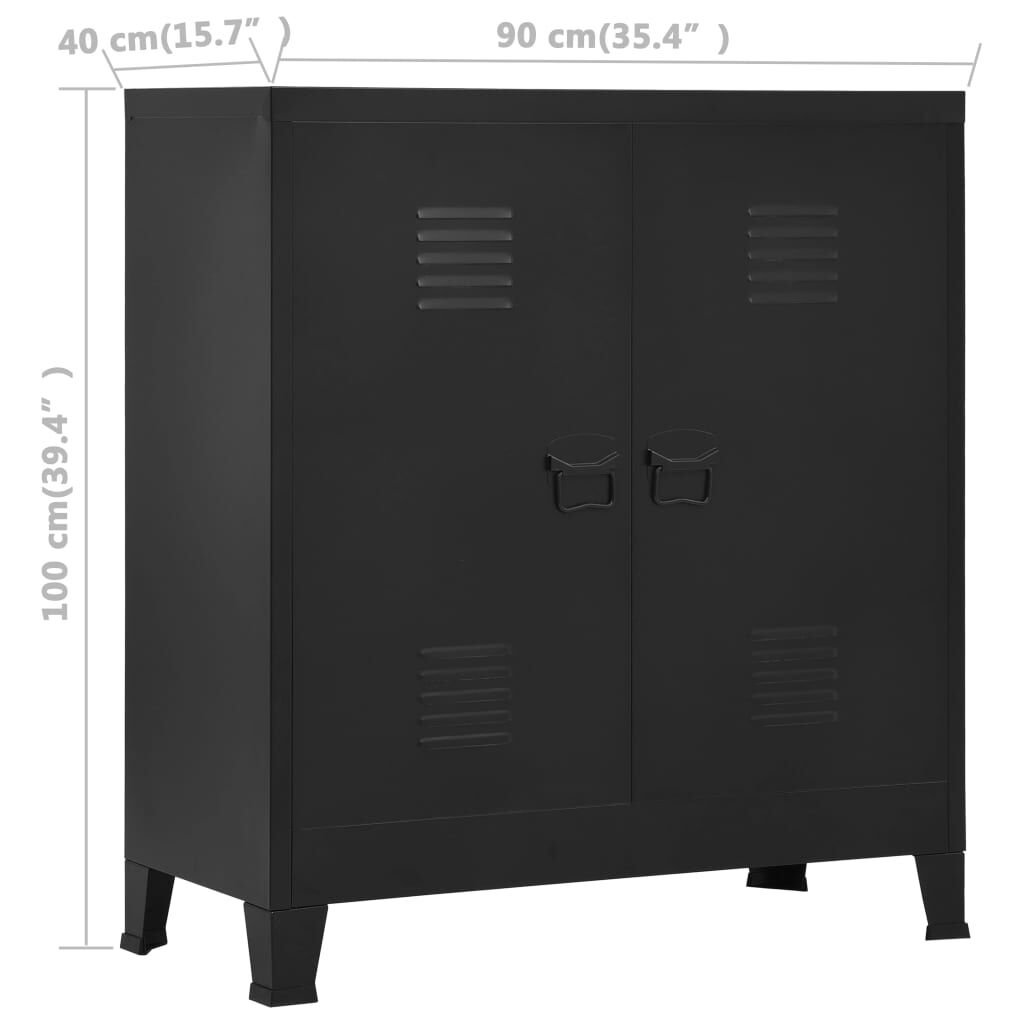vidaXL Αρχειοθήκη Βιομηχανικού Στιλ Μαύρη 90 x 40 x 100 εκ. Ατσάλινη