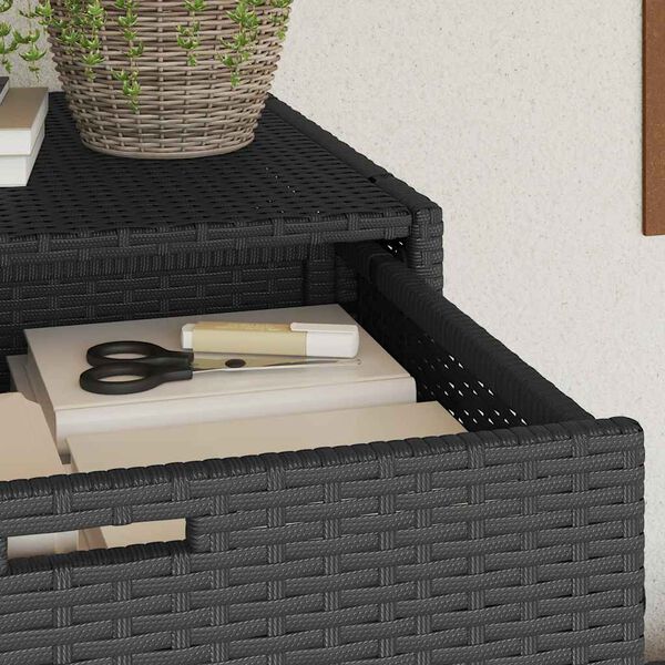vidaXL Ντουλάπι Αποθήκευσης Κήπου Μαύρο 55x55x111 εκ. από Συνθ. Ρατάν