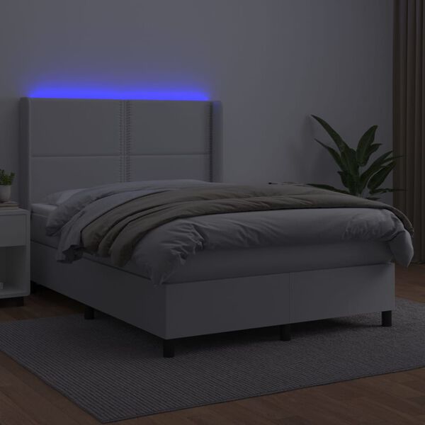 vidaXL &Kappa;&rho;&epsilon;&beta;ά&tau;&iota; Boxspring &mu;&epsilon; &Sigma;&tau;&rho;ώ&mu;&alpha; & LED &Lambda;&epsilon;&upsilon;&kappa;ό 140x190 &epsilon;&kappa;. &Sigma;&upsilon;&nu;&theta;. &Delta;έ&rho;&mu;&alpha;