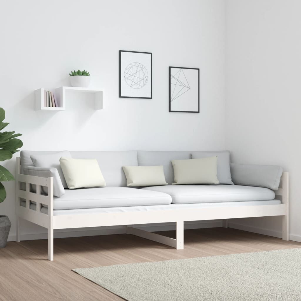 vidaXL Καναπές Κρεβάτι Λευκός 90 x 200 εκ. από Μασίφ Ξύλο Πεύκου