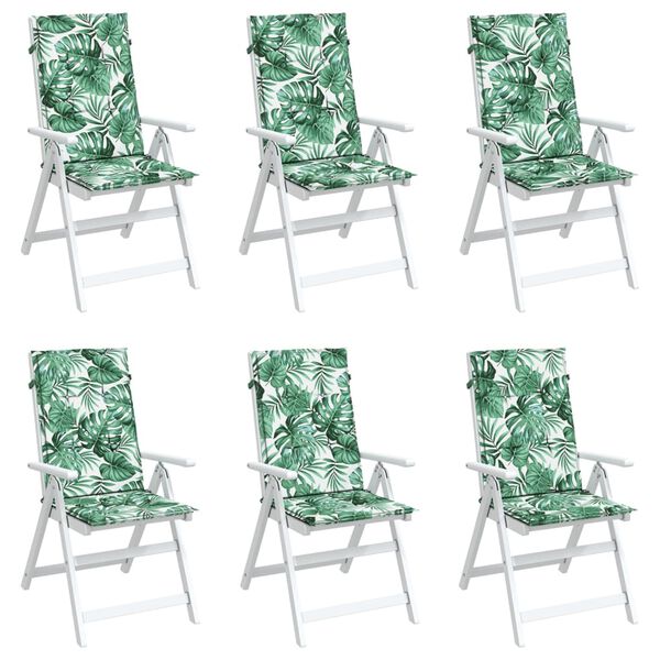 vidaXL Μαξιλάρια Καρέκλας με Ψηλή Πλάτη 6 τεμ Σχέδιο Φύλλων Υφασμάτινα