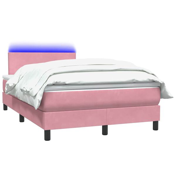 vidaXL Box Spring κρεβάτι με στρώμα ροζ 120x220 cm Βελούδινο