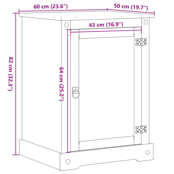 vidaXL Έπιπλο HiFi Corona 60x50x82 εκ. από Μασίφ Ξύλο Πεύκου
