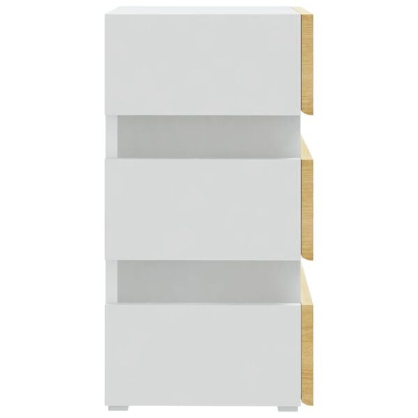 vidaXL Κομοδίνο με LED Λευκό/Sonoma Δρυς 45x35x67 εκ. Επεξεργασμ. Ξύλο