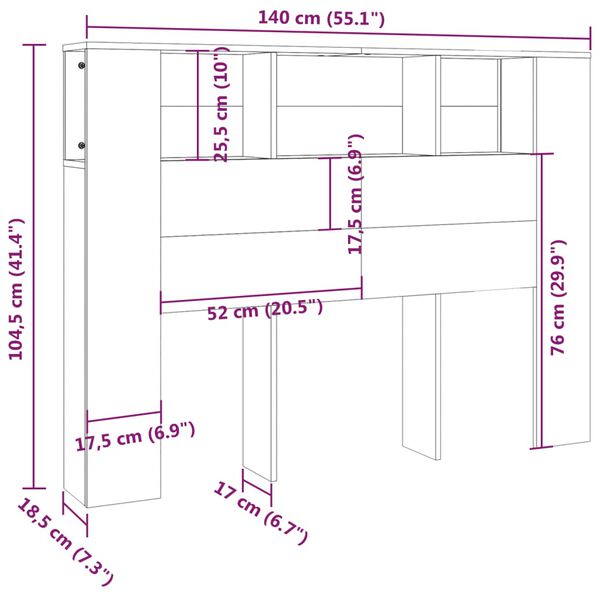 vidaXL Κεφαλάρι Με Αποθηκευτικό Χώρο Λευκό 140 x 18,5 x 104,5 εκ.