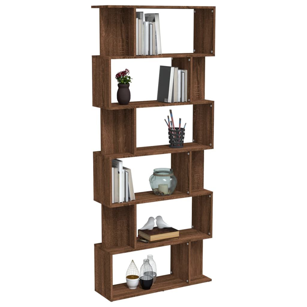 vidaXL Βιβλιοθήκη/Διαχωρ. Χώρου Καφέ Δρυς 80x24x192 εκ. Επεξεργ. Ξύλο