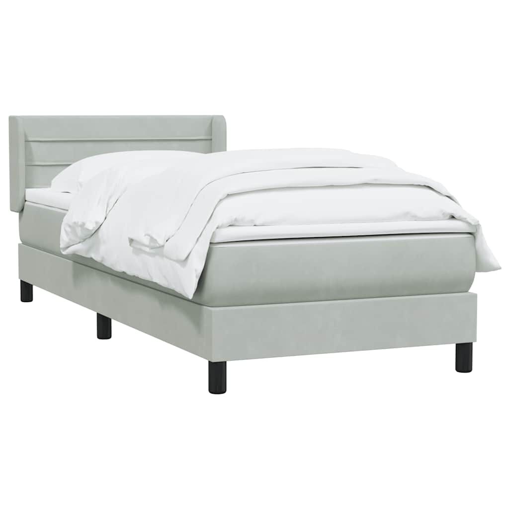 vidaXL Box Spring κρεβάτι με στρώμα ανοιχτό γκρι 100x220 εκ. Βελούδινο