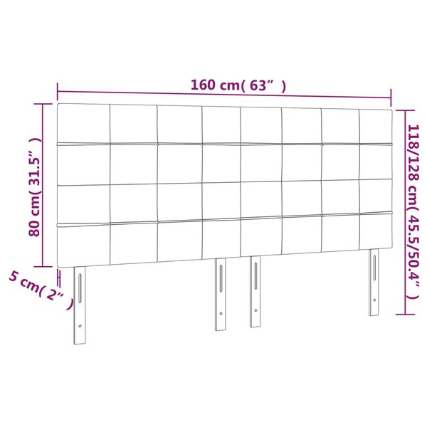 vidaXL Κεφαλάρια Κρεβατιού 4 τεμ. Ροζ 80 x 5 x 78/88 εκ. Βελούδινο