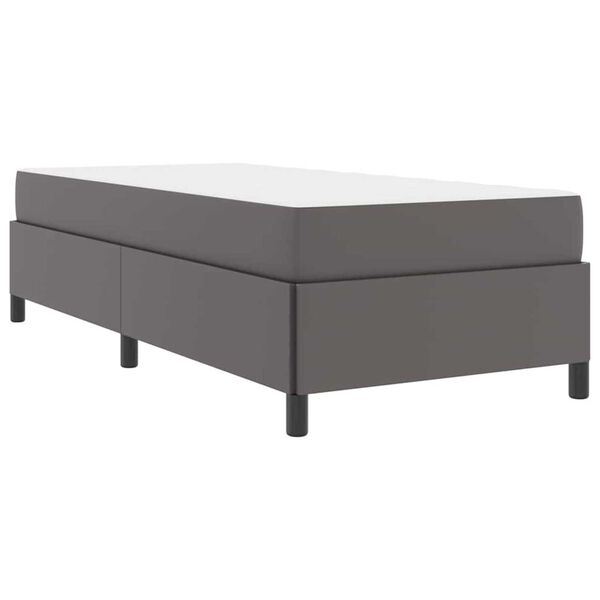 vidaXL Σκελετός κρεβατιού με στρώμα Γκρι 90 x 190 cm Τεχνητό δέρμα