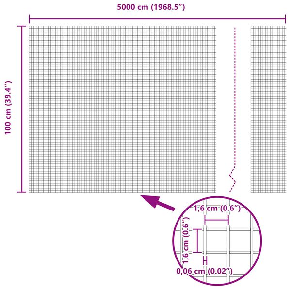 vidaXL Συγκολλητός φράχτης από σύρμα Ασημί 1 x 50 m Ατσάλι