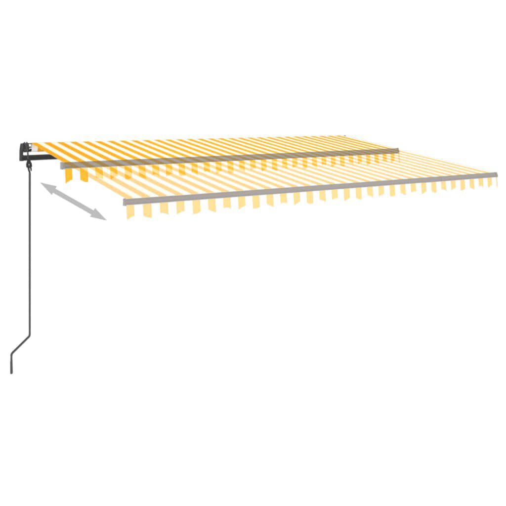 vidaXL Τέντα Αυτόματη με LED & Αισθητήρα Ανέμου Κίτρινο/Λευκό 5x3 μ.