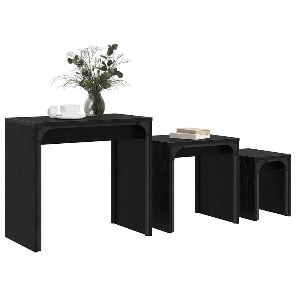 vidaXL Φωτιστικό Τραπεζάκι 3 pcs Μαύρη δρυς 60 x 35 x 56 εκ.