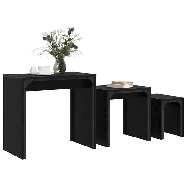 vidaXL Φωτιστικό Τραπεζάκι 3 pcs Μαύρη δρυς 60 x 35 x 56 εκ.