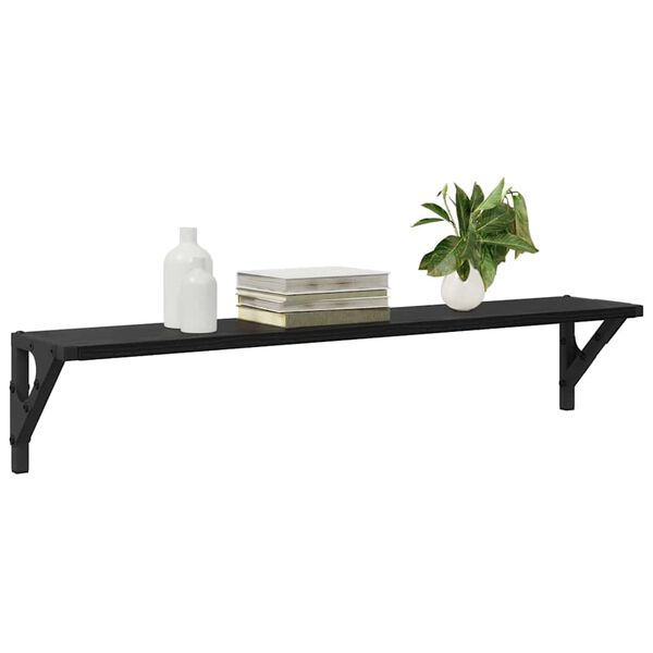 vidaXL Ράφια Τοίχου με ράφι 2 pcs Μαύρη Οξυά 80 x 15 x 15,5 cm
