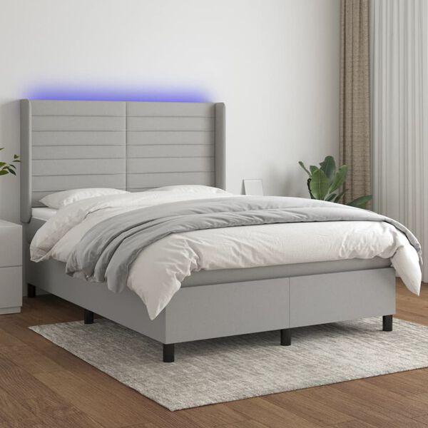 vidaXL &Kappa;&rho;&epsilon;&beta;ά&tau;&iota; Boxspring &mu;&epsilon; &Sigma;&tau;&rho;ώ&mu;&alpha; & LED &Alpha;&nu;.&Gamma;&kappa;&rho;&iota; 140x190&epsilon;&kappa;. &Upsilon;&phi;&alpha;&sigma;&mu;ά&tau;&iota;&nu;&omicron;