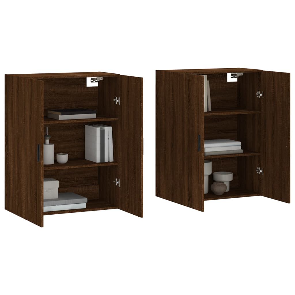 vidaXL Ντουλάπια Τοίχου 2 τεμ. Καφέ Δρυς 69,5 x 34 x 90 εκ.