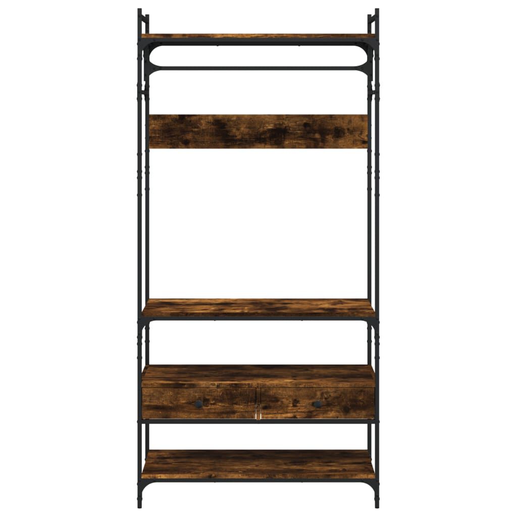 vidaXL Ντουλάπα με Συρτάρια Καπνιστή Δρυς 89x39x184,5εκ. Επεξεργ. Ξύλο