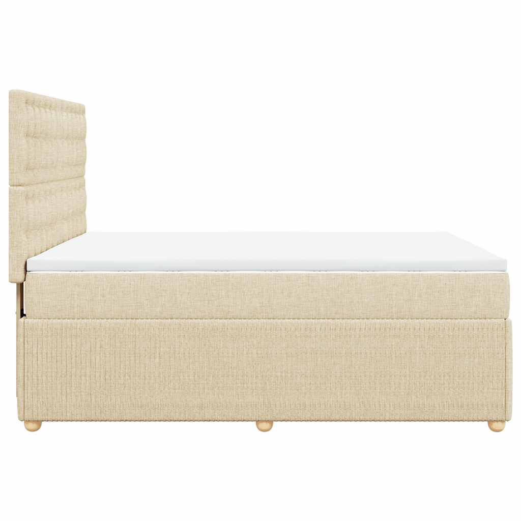 vidaXL Κρεβάτι Boxspring με Στρώμα Κρεμ 140x190 εκ. Υφασμάτινο