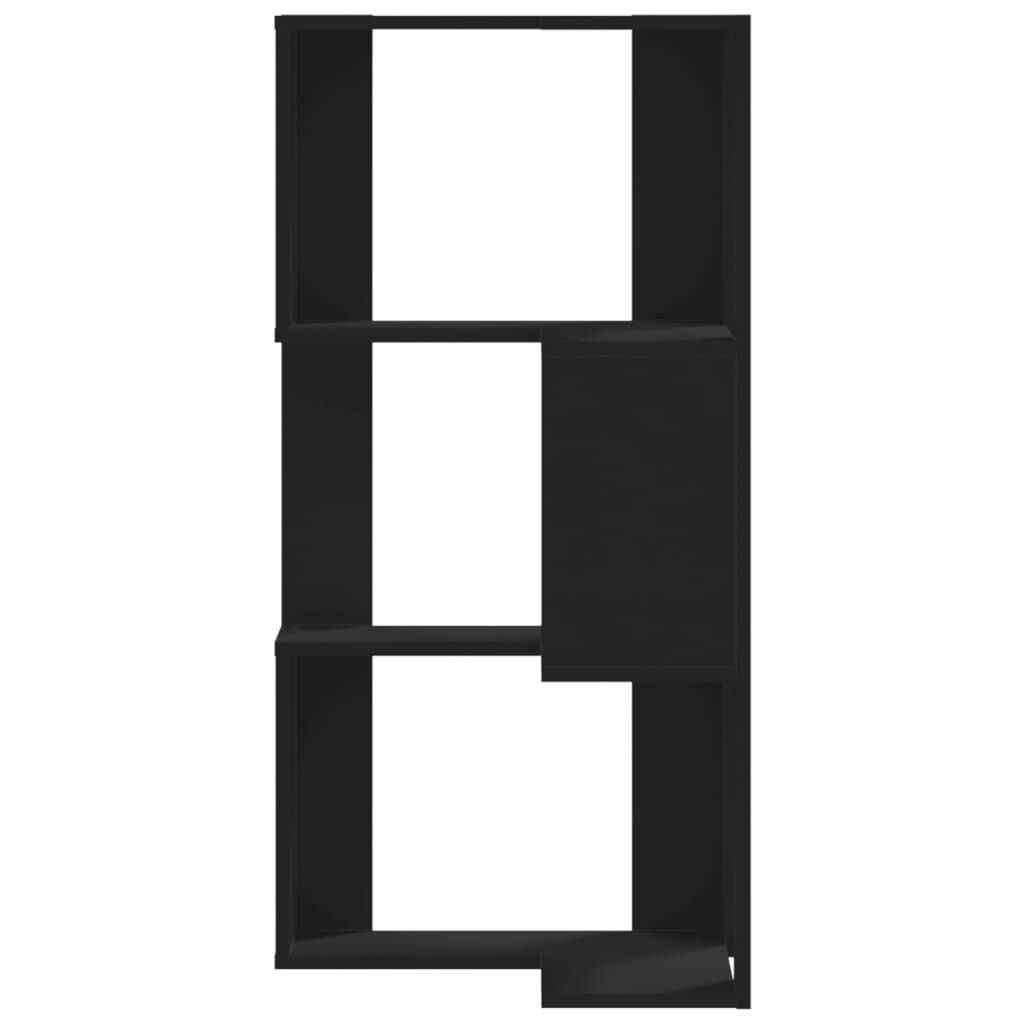 vidaXL Βιβλιοθήκη Γωνιακή 3 Επ. Μαύρο 50x50x102εκ Επεξ. Ξύλο