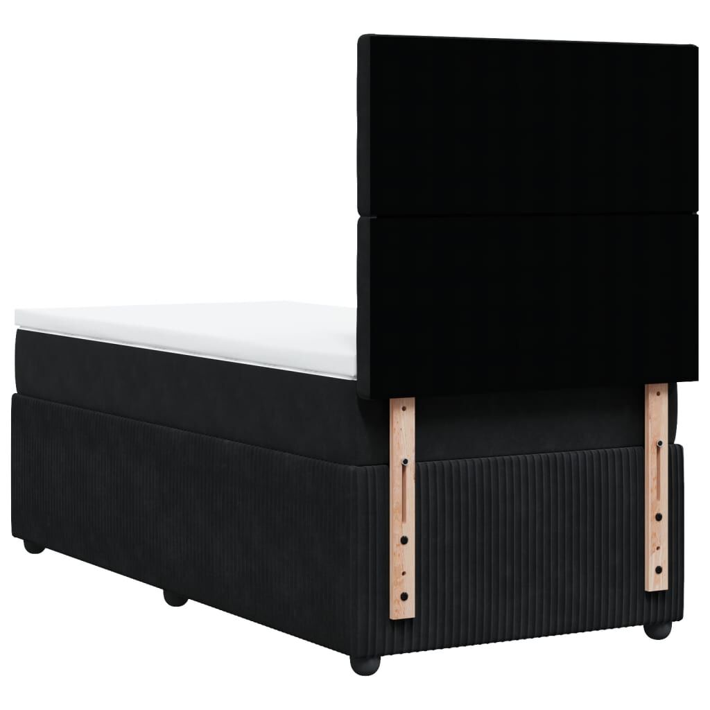 vidaXL Κρεβάτι Boxspring με Στρώμα Μαύρο 80 x 200 εκ. Βελούδινο