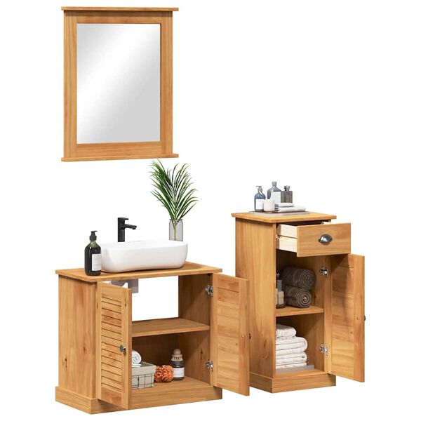 vidaXL Σετ Επίπλων Μπάνιου με συρτάρι VIGO 3 pcs Καφέ 37 x 34 x 80 εκ