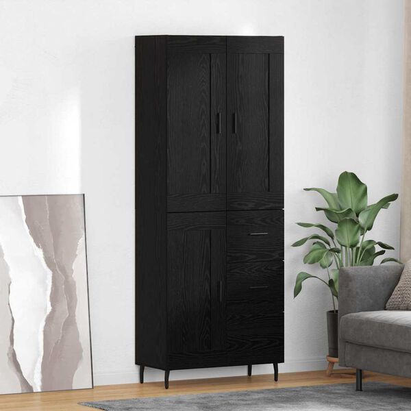 vidaXL Highboard &mu;&epsilon; &sigma;&upsilon;&rho;&tau;ά&rho;&iota; 2 pcs &Mu;&alpha;ύ&rho;&eta; &Omicron;&xi;&upsilon;ά &Epsilon;&pi;&epsilon;&xi;&epsilon;&rho;&gamma;&alpha;&sigma;&mu;έ&nu;&omicron; &xi;ύ&lambda;&omicron;