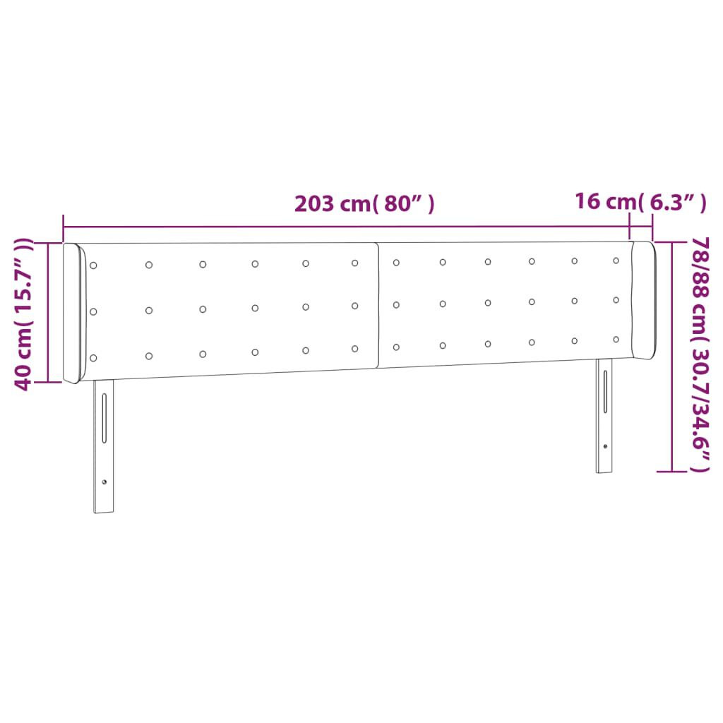 vidaXL Κεφαλάρι Κρεβατιού LED Σκούρο Πράσινο 203x16x78/88εκ. Βελούδινο