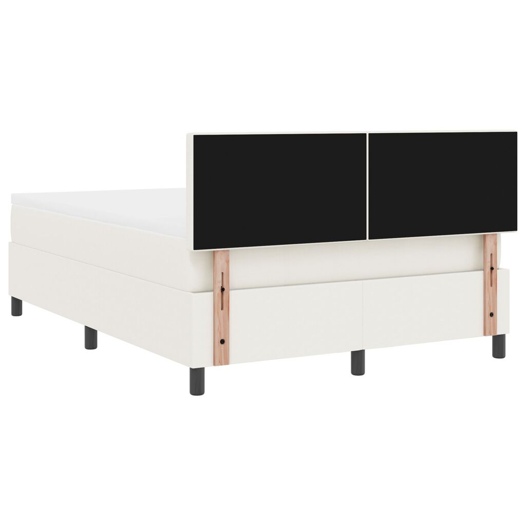 vidaXL Κρεβάτι Box Spring με Στρώμα & LED Κρέμα 160x200 εκ. Ύφασμα κορδούρας