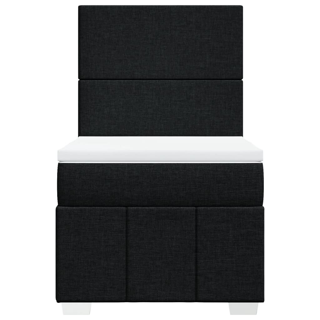 vidaXL Κρεβάτι Boxspring με Στρώμα Μαύρο 90x200 εκ. Υφασμάτινο