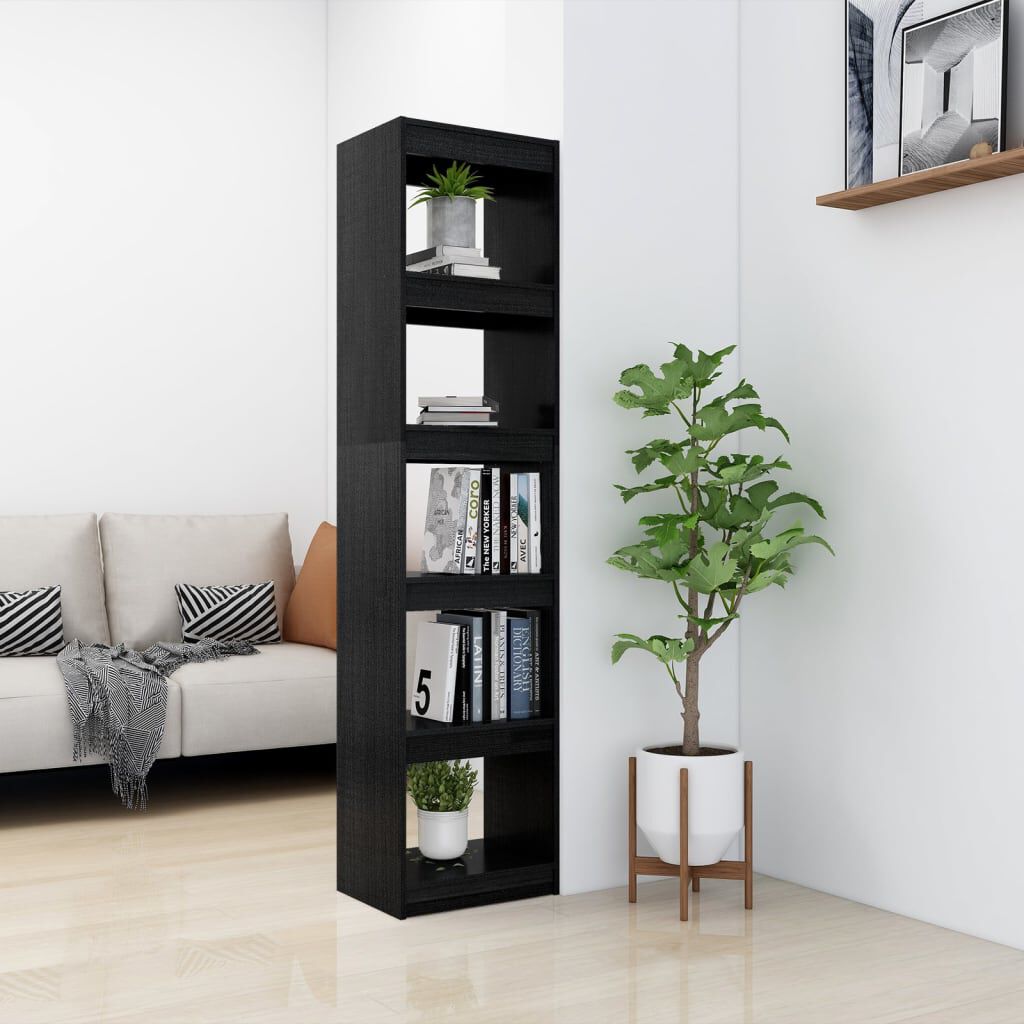 vidaXL Βιβλιοθήκη/Διαχωριστικό Χώρου Μαύρο 40x30x167,5 εκ. Ξύλο Πεύκου