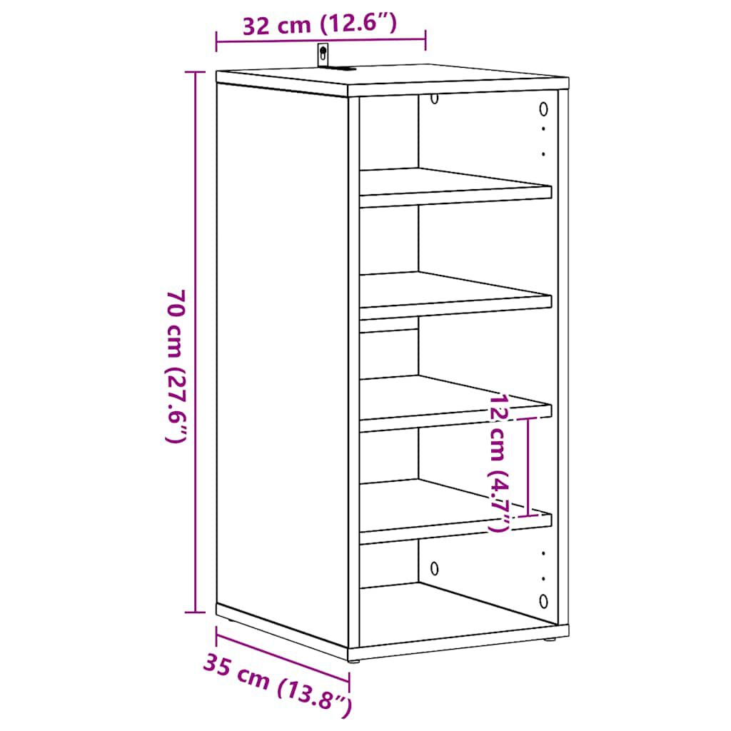 vidaXL Παπουτσοθήκη Λευκή 31,5 x 35 x 70 εκ. από Επεξ. Ξύλο