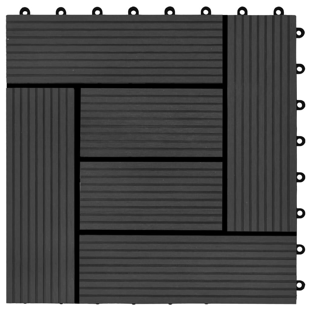 vidaXL Πλακάκια Deck 11 τεμ. Μαύρα 30 x 30 εκ. 1 μ² από WPC