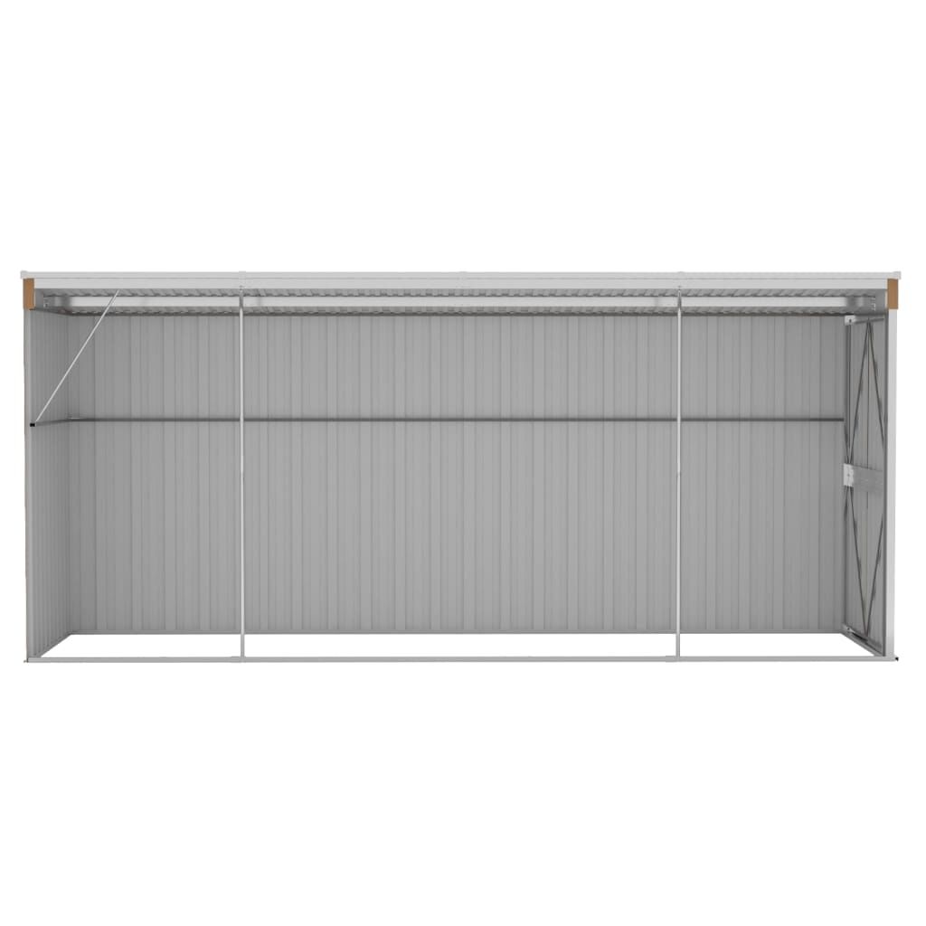 vidaXL Αποθήκη Κήπου Επιτοίχια Καφέ 118x382x178 εκ. από Γαλβ. Ατσάλι