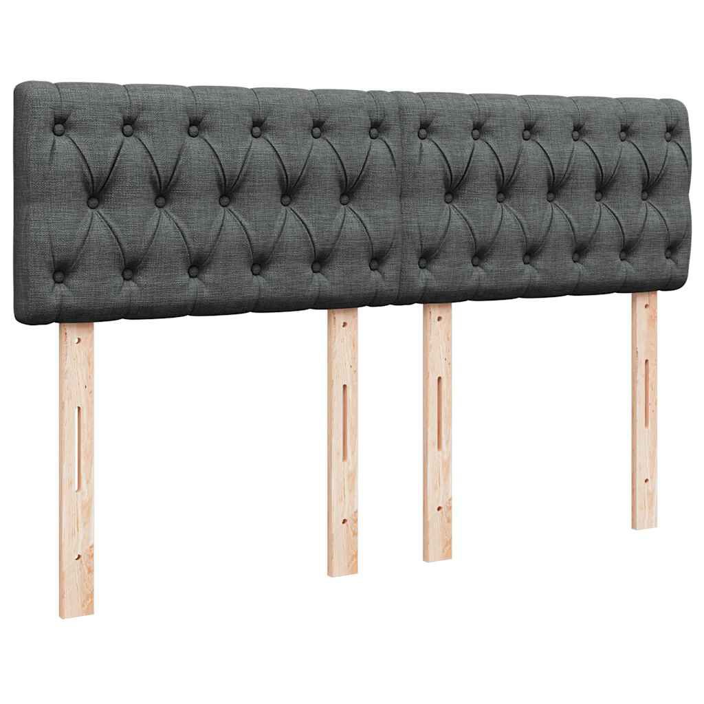 vidaXL Κρεβάτι Boxspring με Στρώμα Σκούρο Γκρι 140x200 εκ Υφασμάτινο