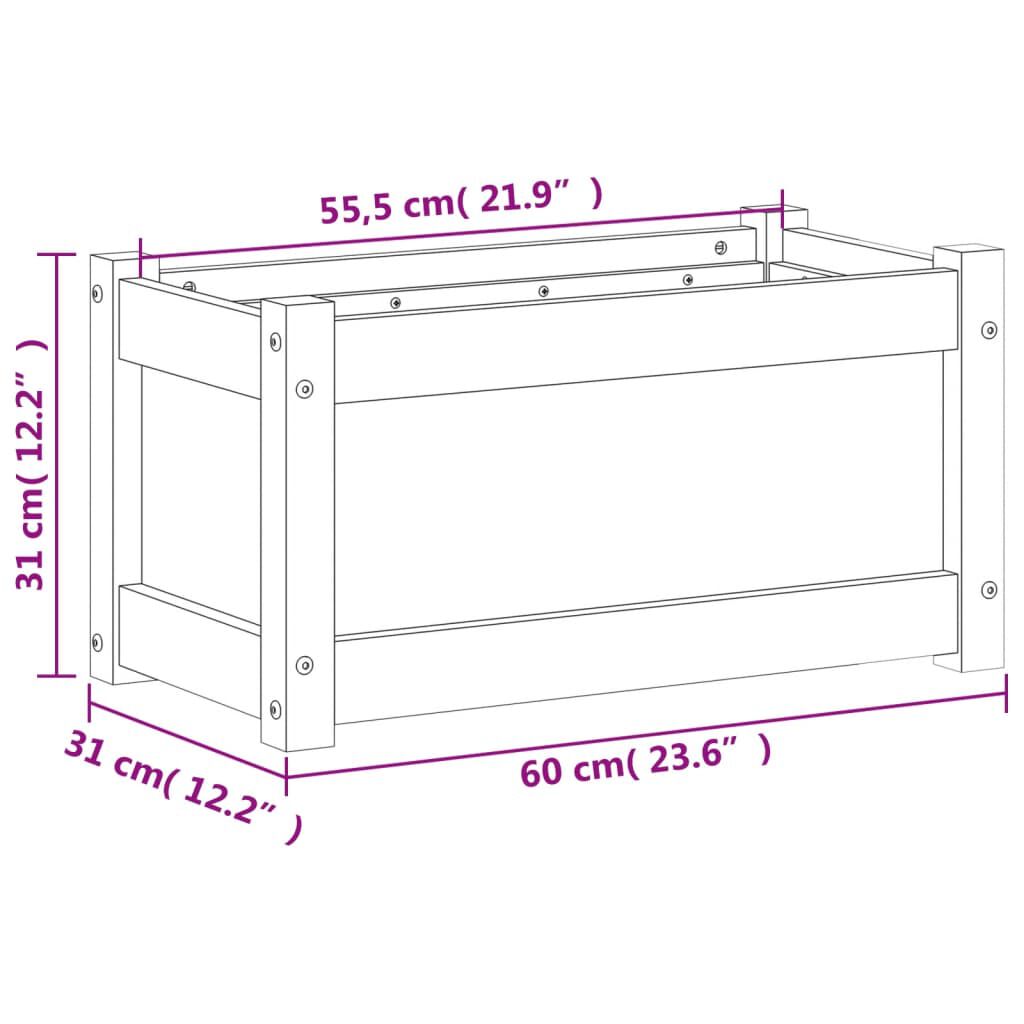 vidaXL Ζαρντινιέρα Λευκή 60 x 31 x 31 εκ. από Μασίφ Ξύλο Πεύκου