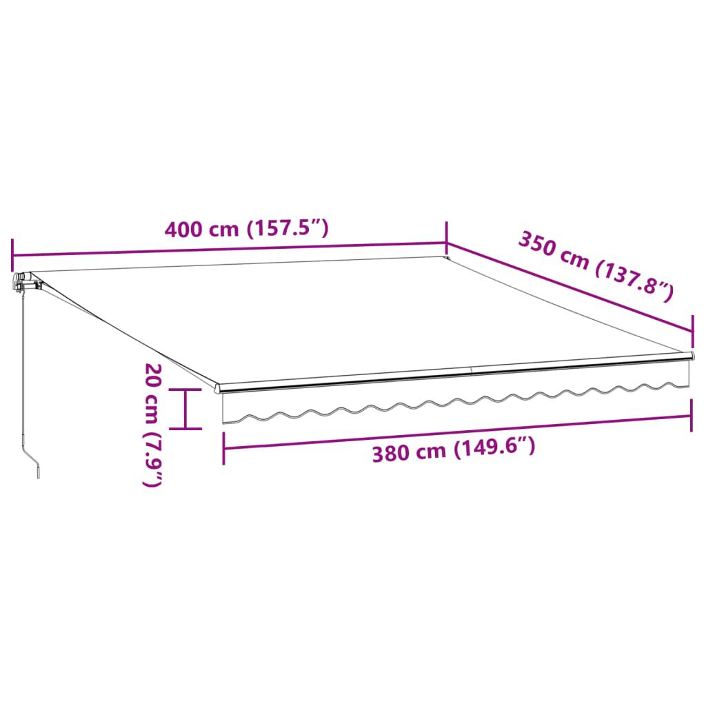 vidaXL Τέντα Πτυσσόμενη Χειροκίνητη Μπορντό 400x350 εκ.