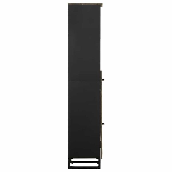 vidaXL Ντουλάπι Μπάνιου Μαύρο 38 x 33 x 160 εκ. από Μασίφ Ξύλο Μάνγκο