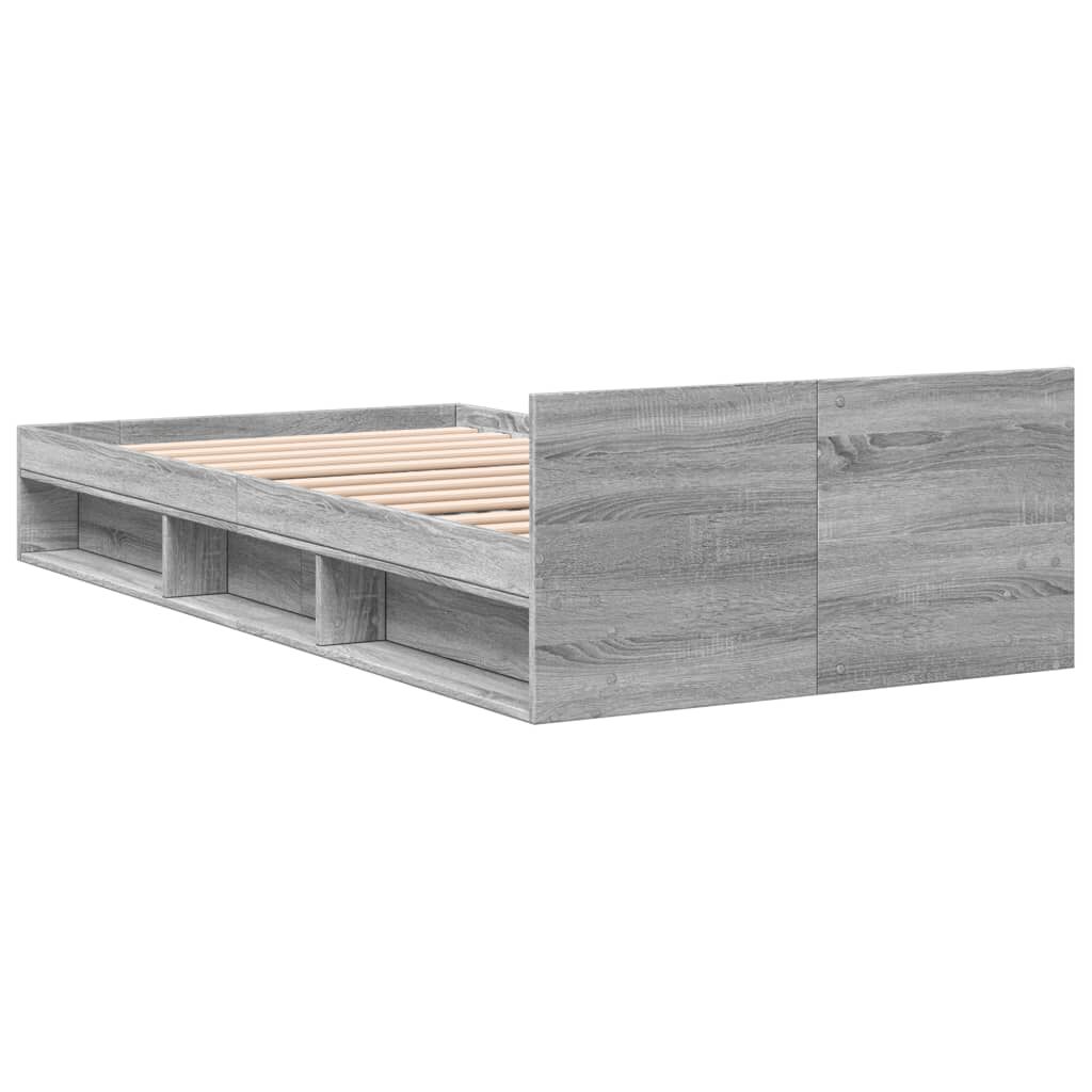 vidaXL Πλαίσιο Κρεβατιού με συρτάρια Γκρι sonoma 90x200εκ. Επεξ. Ξύλο