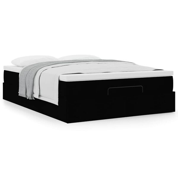 vidaXL Οθωμανικό κρεβάτι με στρώμα Μαύρο 140x200cm Ύφασμα