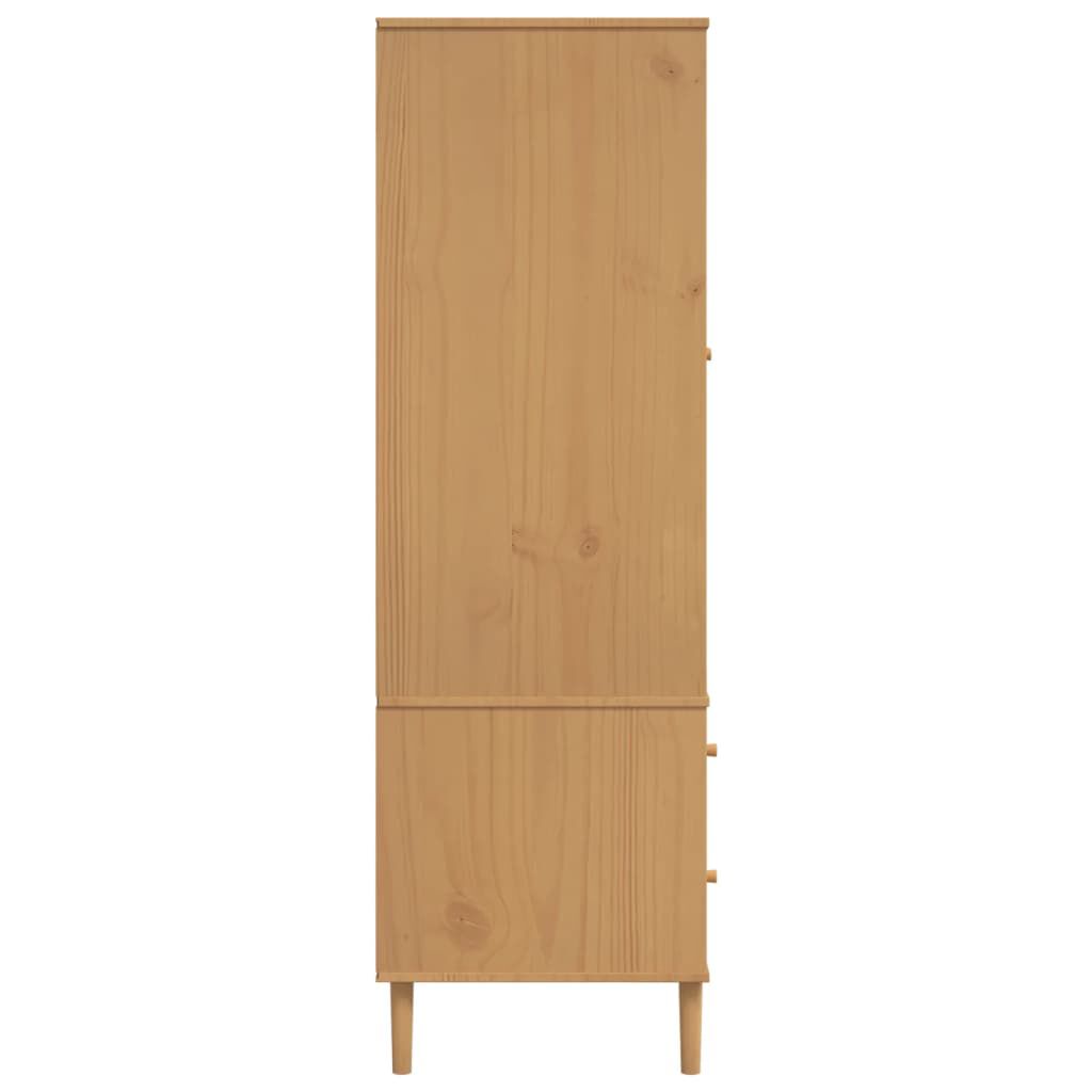 vidaXL Ντουλάπα SENJA Καφέ / Ρατάν 90 x 55 x 175 εκ. Μασίφ Ξύλο Πεύκου