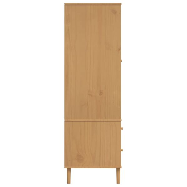 vidaXL Ντουλάπα SENJA Καφέ / Ρατάν 90 x 55 x 175 εκ. Μασίφ Ξύλο Πεύκου
