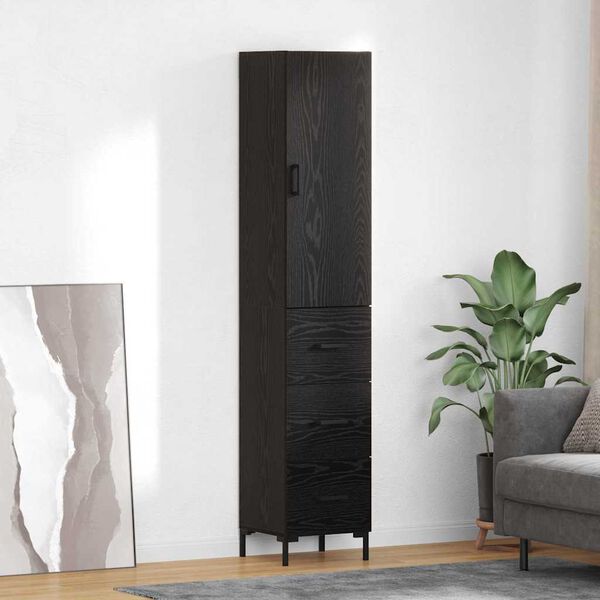 vidaXL Highboard &Mu;&alpha;ύ&rho;&eta; &Omicron;&xi;&upsilon;ά 34,5 x 34 x 180 &epsilon;&kappa;. &Epsilon;&pi;&epsilon;&xi;&epsilon;&rho;&gamma;&alpha;&sigma;&mu;έ&nu;&omicron; &xi;ύ&lambda;&omicron;