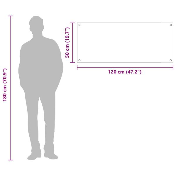 vidaXL Πλακάκι Κουζίνας Σκούρο Γκρι 120x50x0,6 εκ από Σκληρυμένο Γυαλί