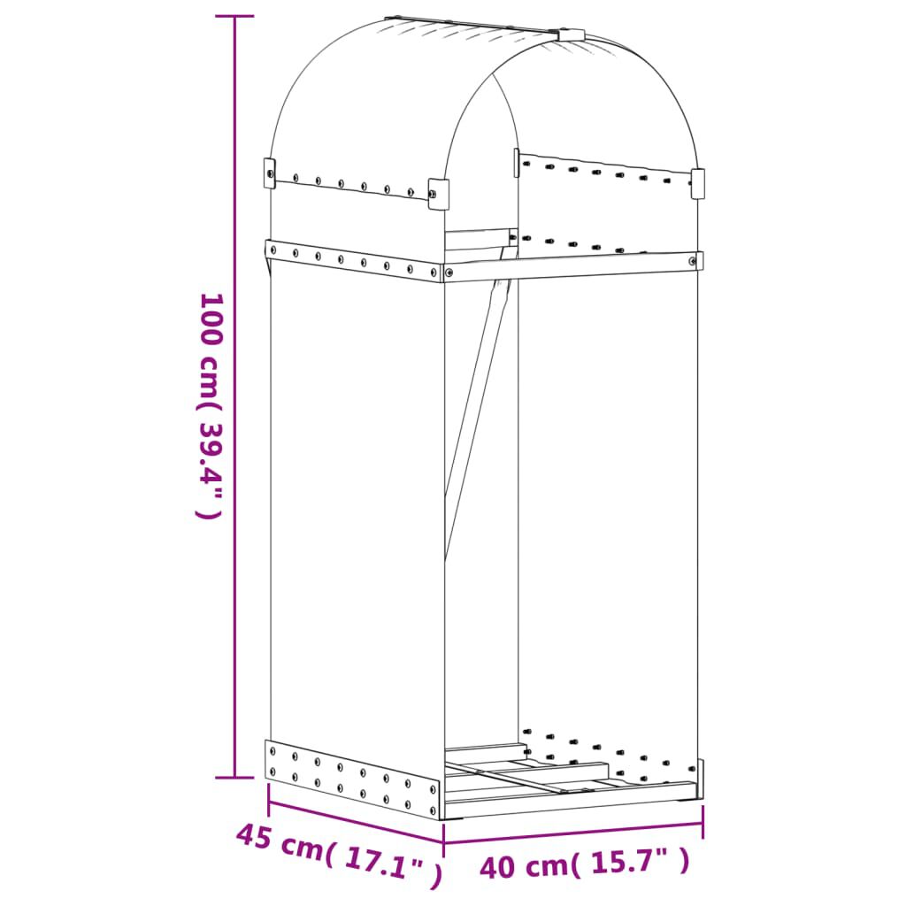 vidaXL Ξυλοθήκη Ασημί 40x45x100 εκ. από Γαλβανισμένο Ατσάλι