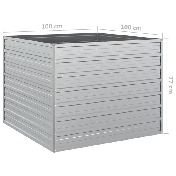 vidaXL Ζαρντινιέρα Υπερυψωμένη Ασημί 100x100x77 εκ. Γαλβανισμ. Χάλυβας