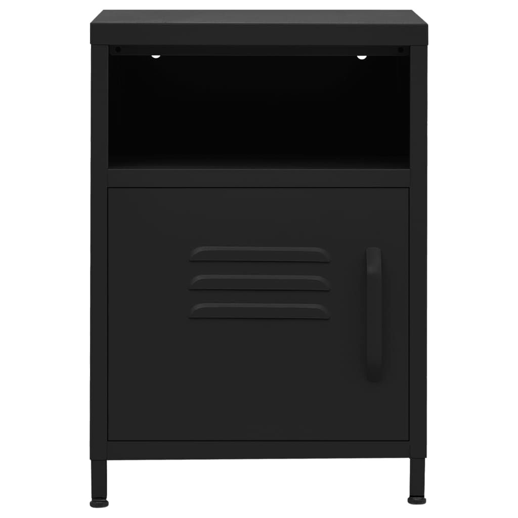vidaXL Κομοδίνα 2 τεμ. Μαύρα 35 x 35 x 51 εκ. Ατσάλινα