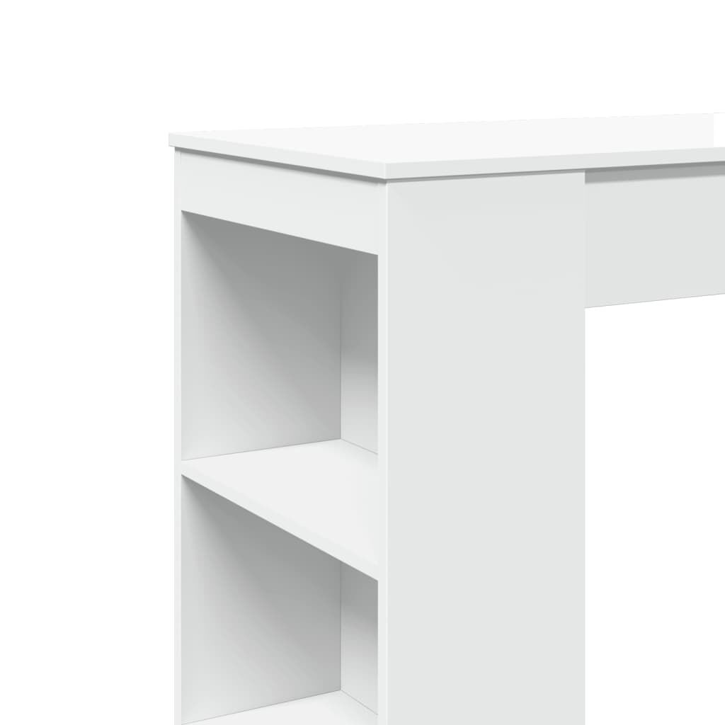 vidaXL Τραπέζι Μπαρ με Ράφια Λευκό 95x47x103,5 εκ. Επεξεργ. Ξύλο