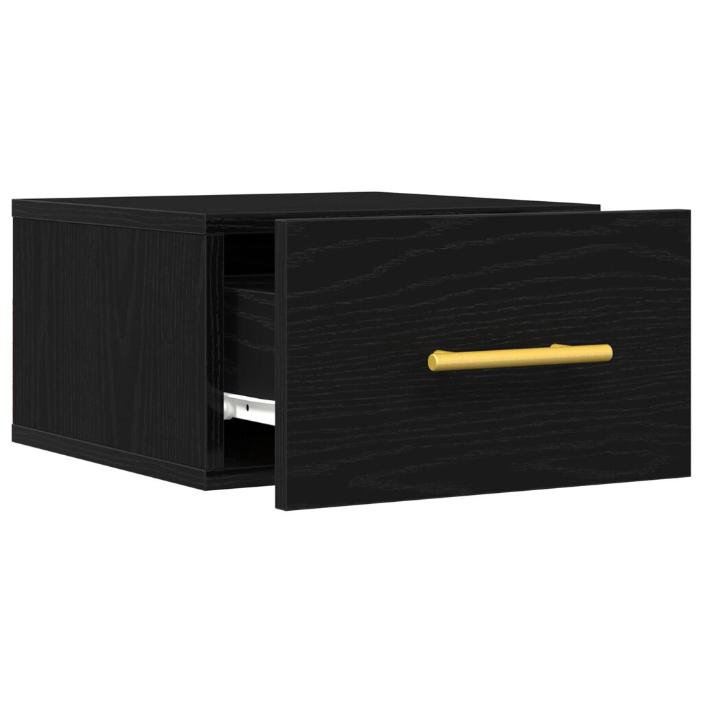 vidaXL Κομοδίνο Τοίχου Μαύρη Δρυς 35x35x20 εκ.