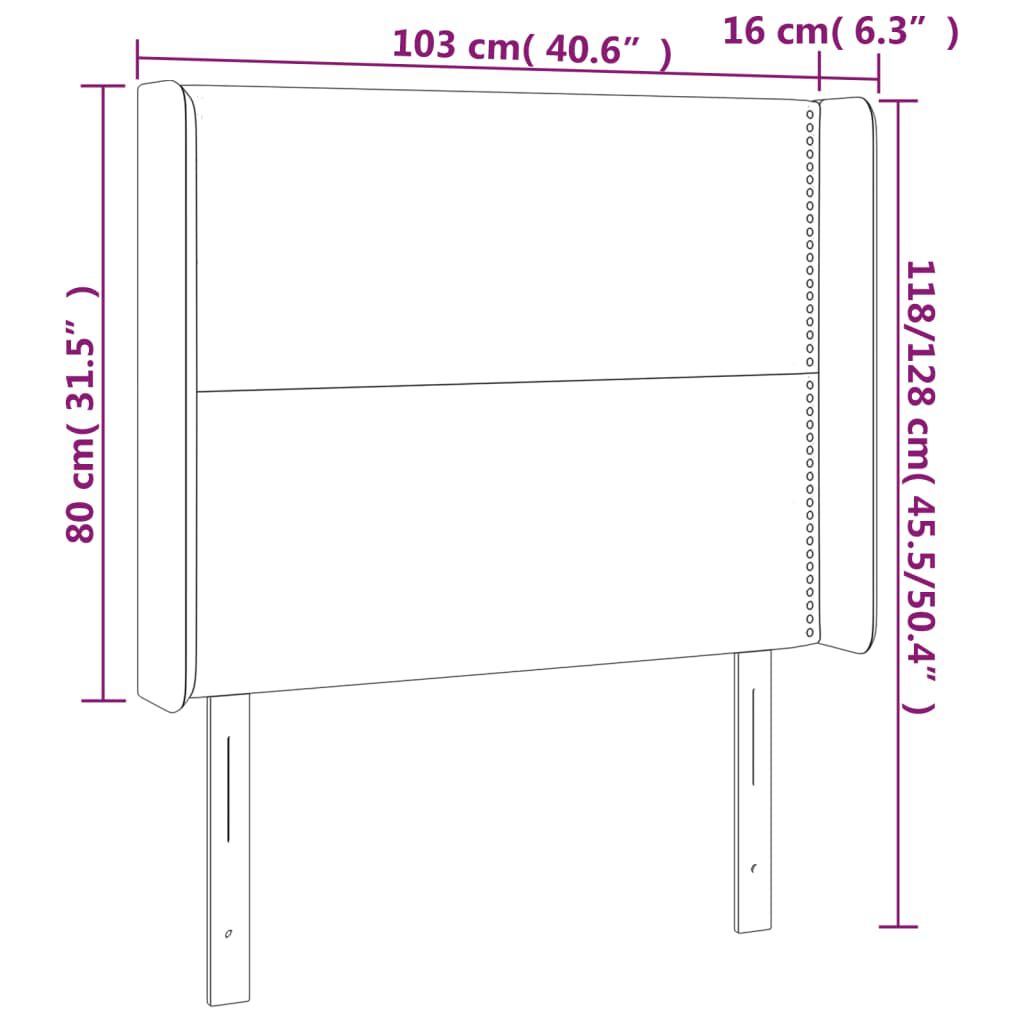 vidaXL Κεφαλάρι Κρεβατιού LED Καπουτσίνο 103x16x118/128 εκ